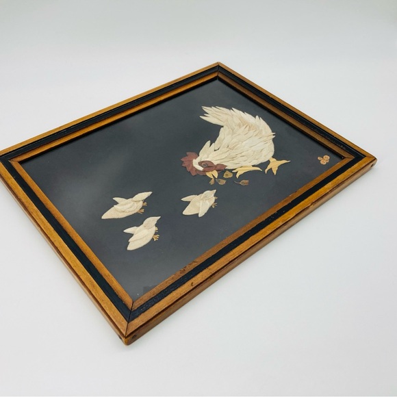 Flower Petal Art Chicken & Chicks Signed Joan Sands 1992 Fair Lea Floral Studio - Picture 2 of 14
